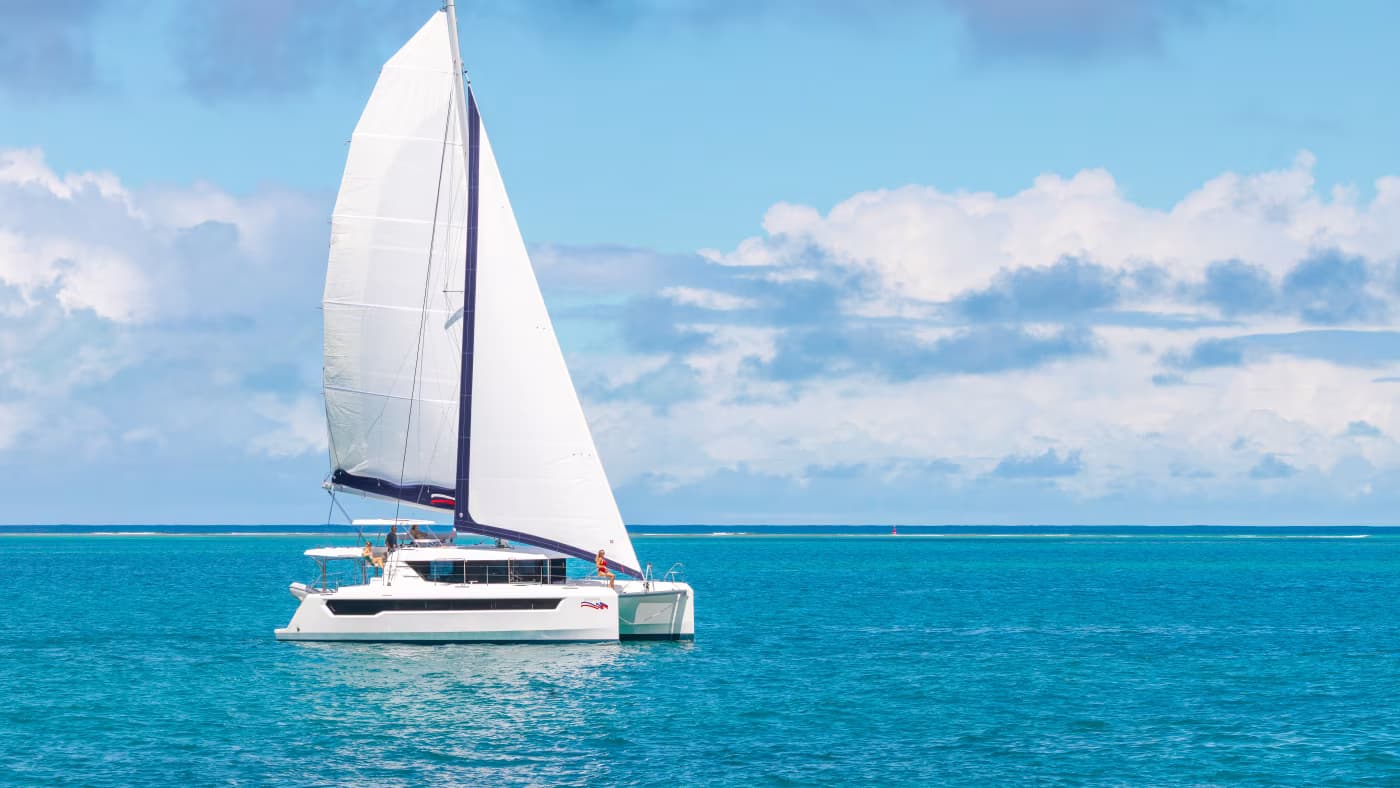 The Moorings 4600 under full sail